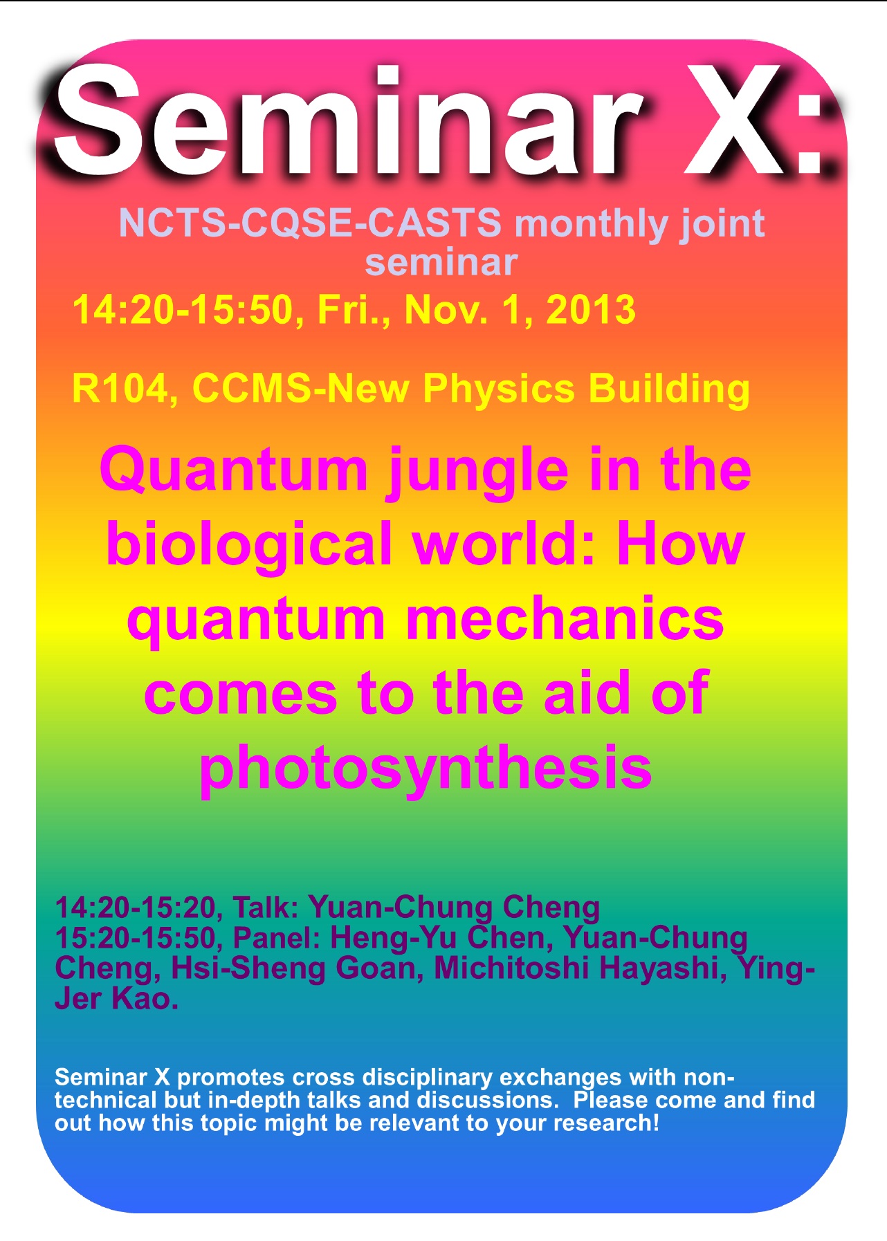NCTS-CQSE-CASTS Monthly Joint Seminar