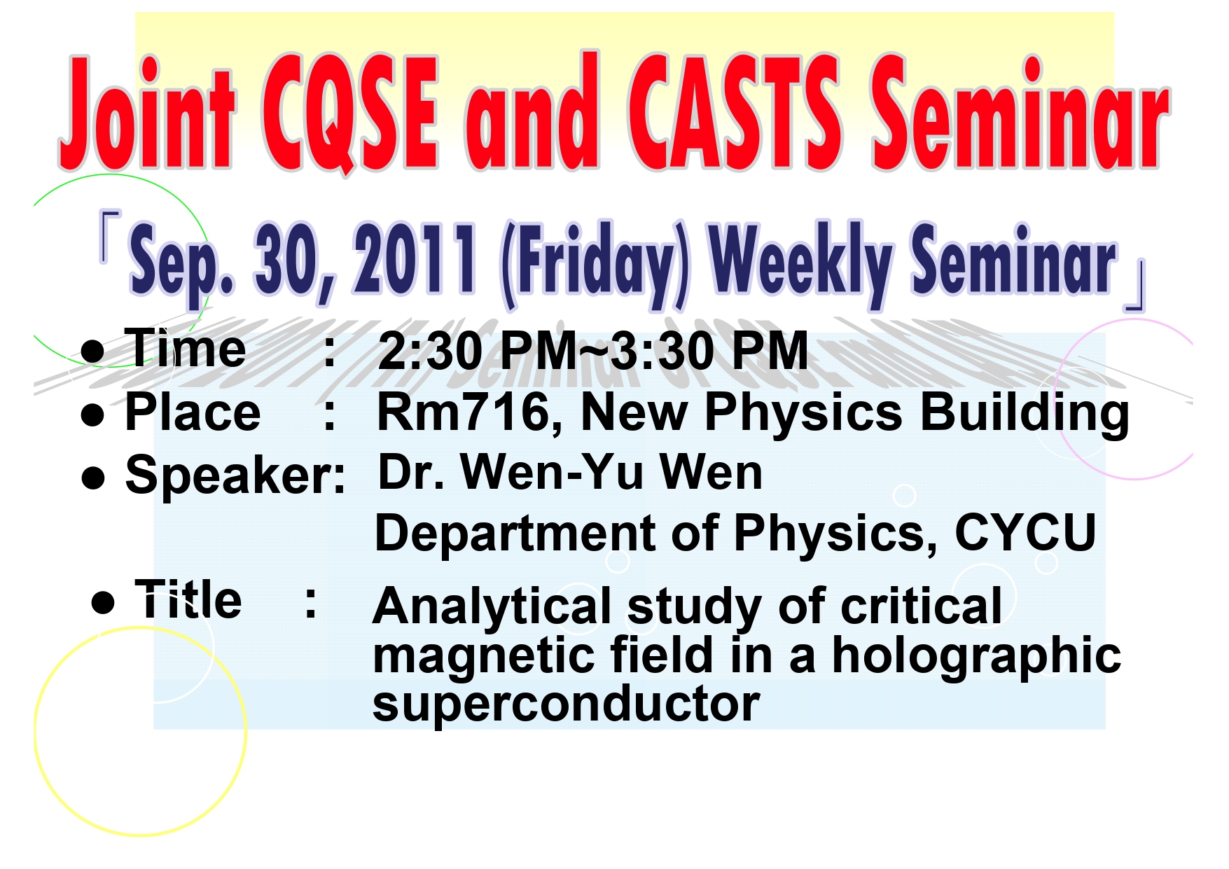 Joint CQSE and CASTS Seminar