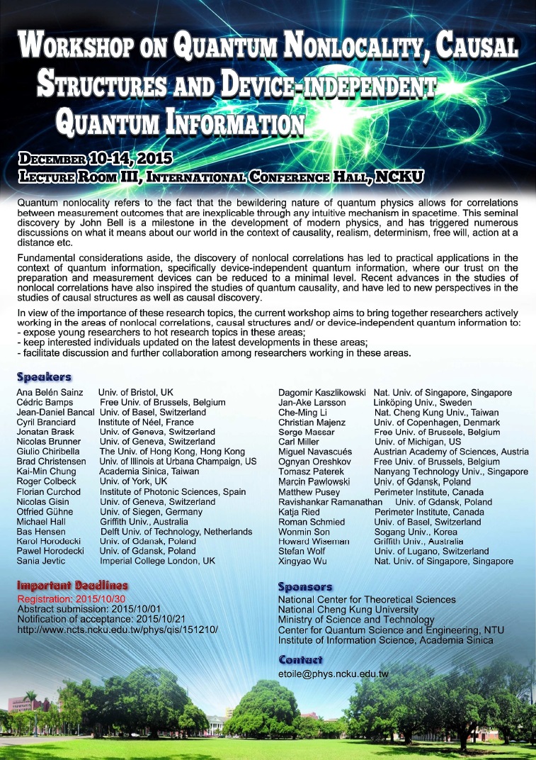 Workshop on Quantum Nonlocality, Causal Structures and Device-independent Quantum Information