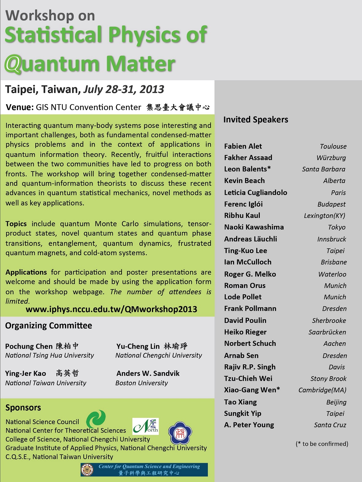 Workshop on Statistical Physics of Quantum Matter